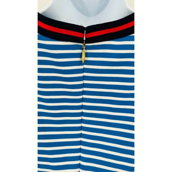 Draper James Persley Ponte Knit Dress Size M Blue White Stripe Red Trim - Picture 7 of 13